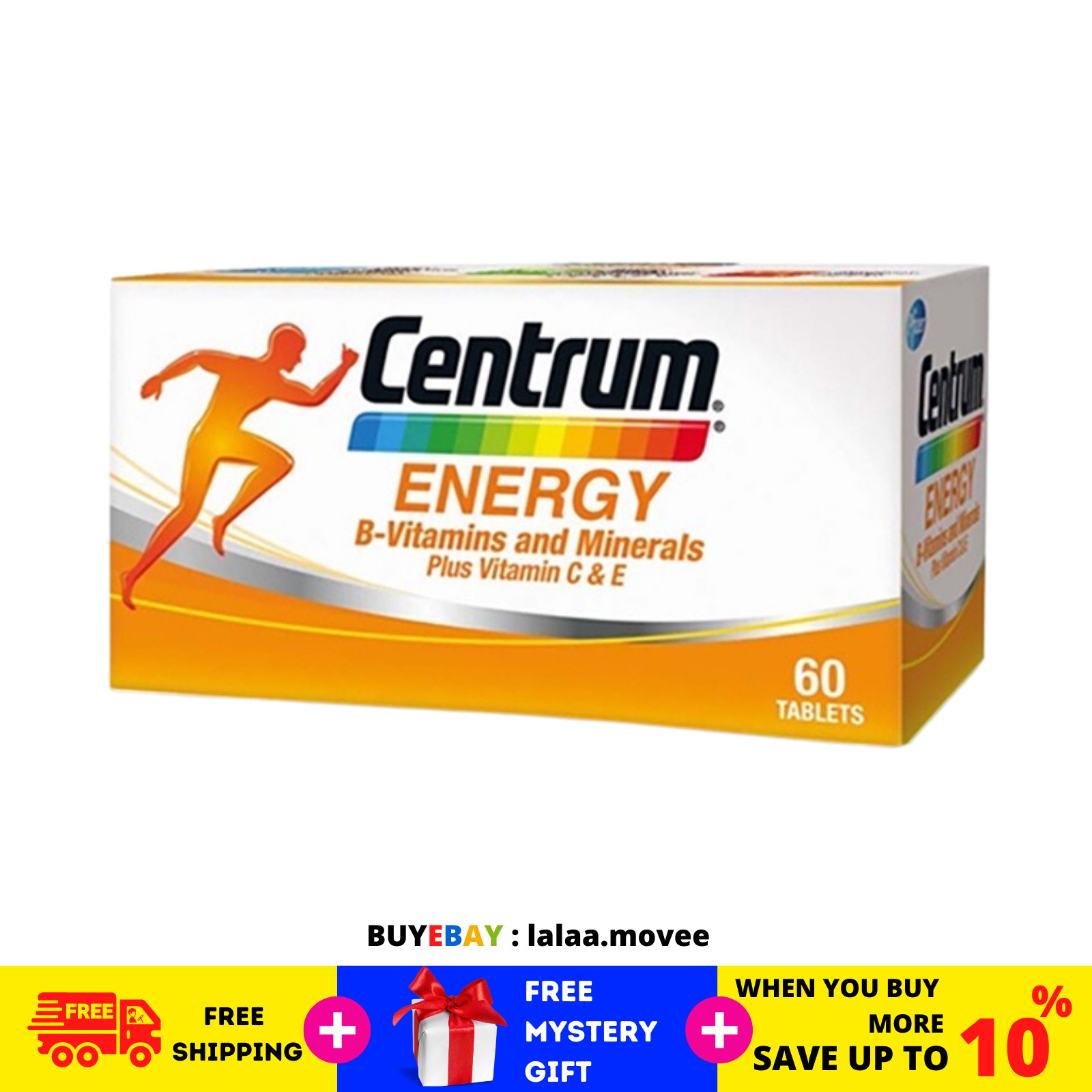 2X60’s New Centrum Energy B-Vitamins and Minerals + Vitamin C & E Free Shipping