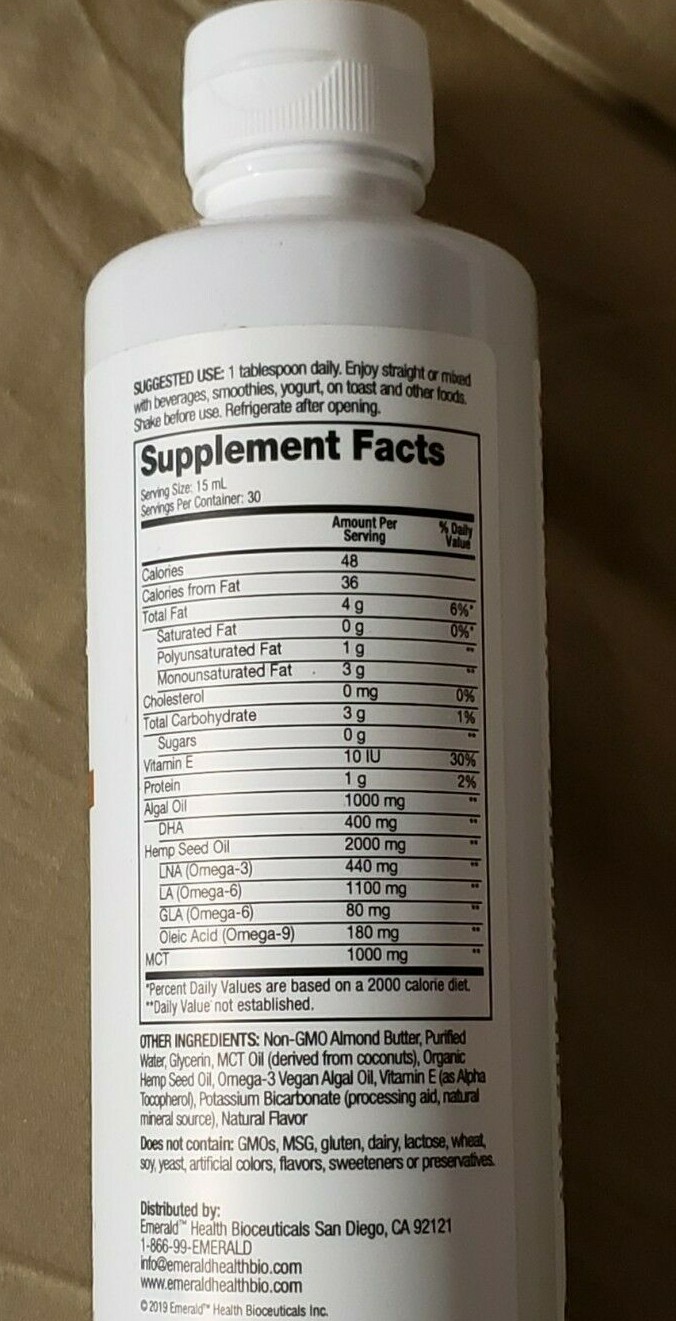 Emerald Health – ENDO OMEGA Vegan – 16 Fl oz Oil Emulsion – Cafe Mocha – 11/2024
