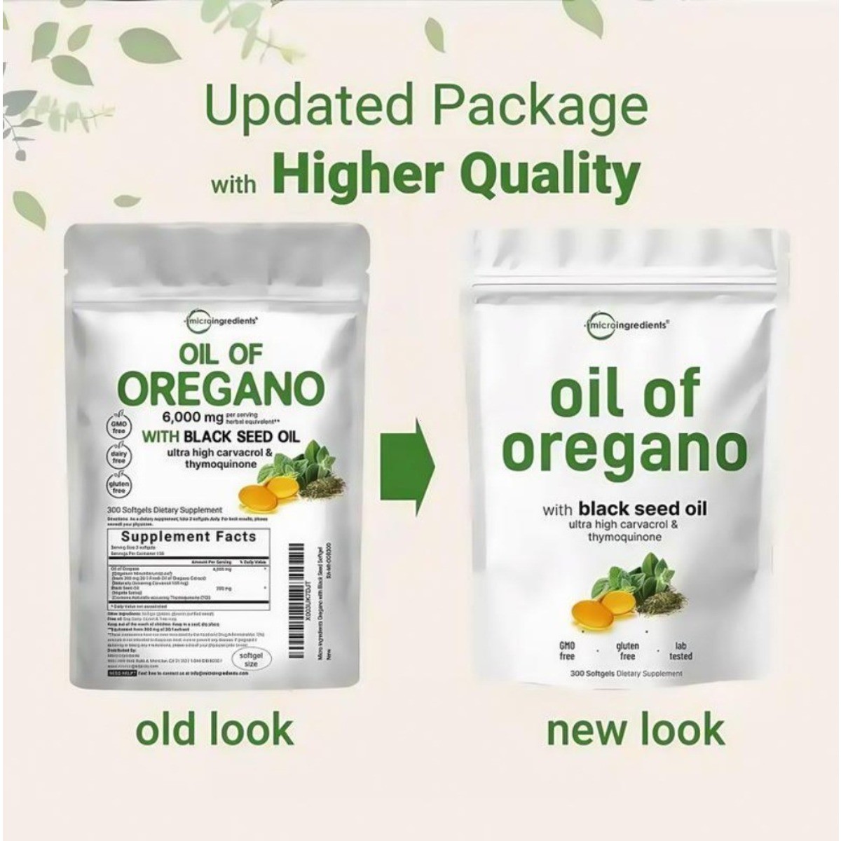 2 in 1 Oil of Oregano & Black Seed Softgels Count with Carvacrol,Immune Supports