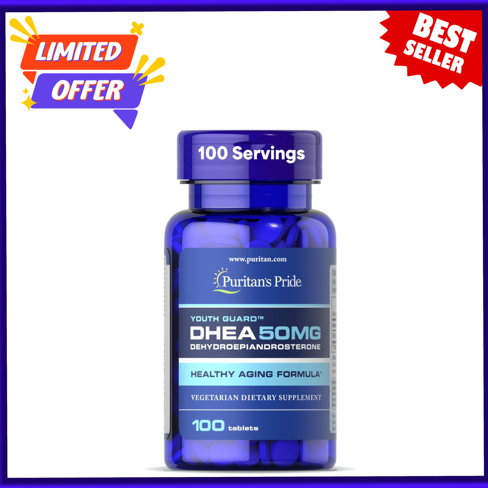 Puritan’s Pride DHEA 50Mg Dietary Supplement, Promote Sugar Metabolism 100 Count