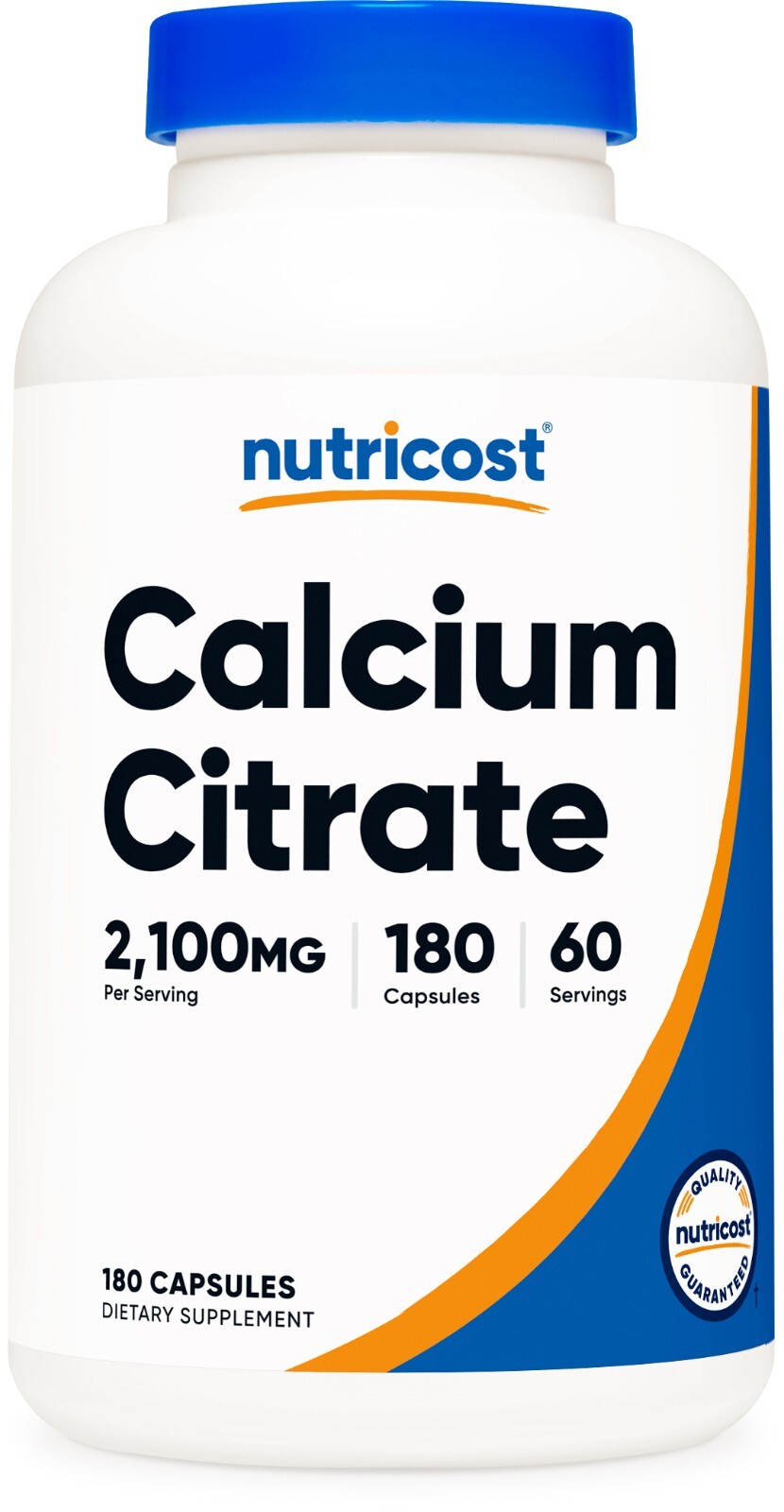 Nutricost Calcium Citrate (2,100mg) 180 Vegan Capsules – GMO-Free, Gluten-Free