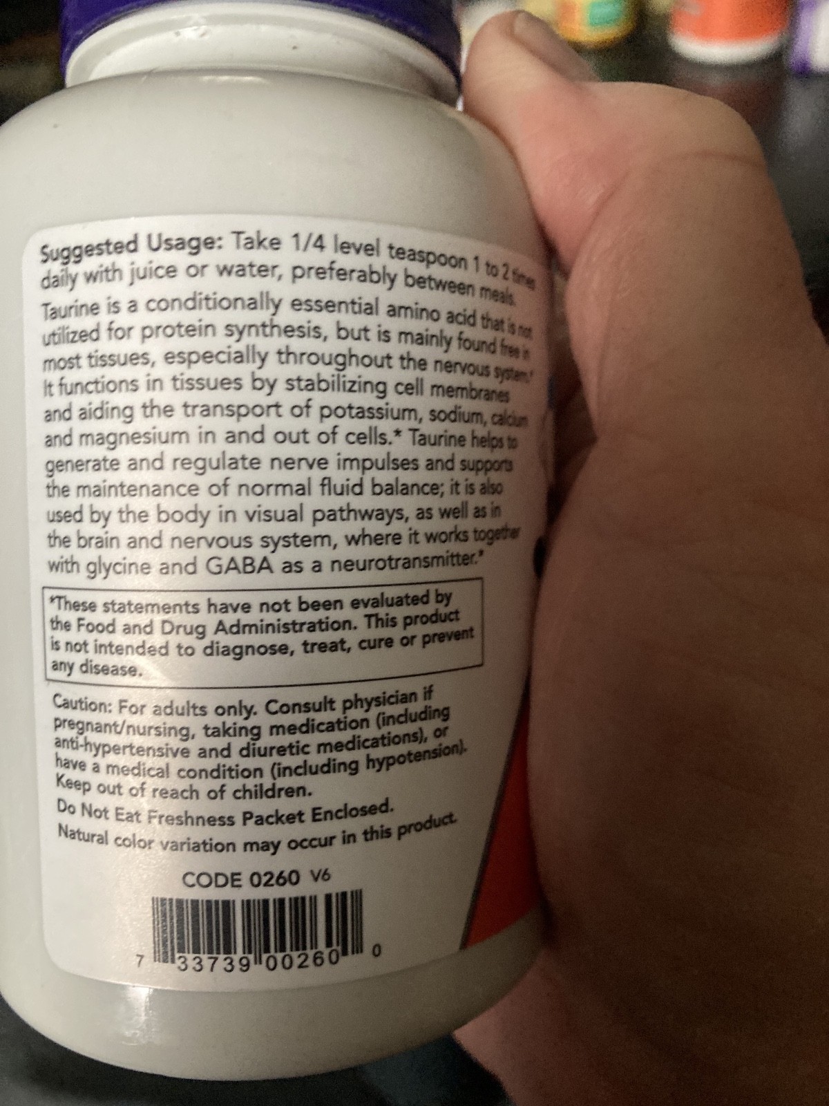 Taurine, Pure Powder for Nervous System Health 8 oz NOW Foods Exp 11/2027
