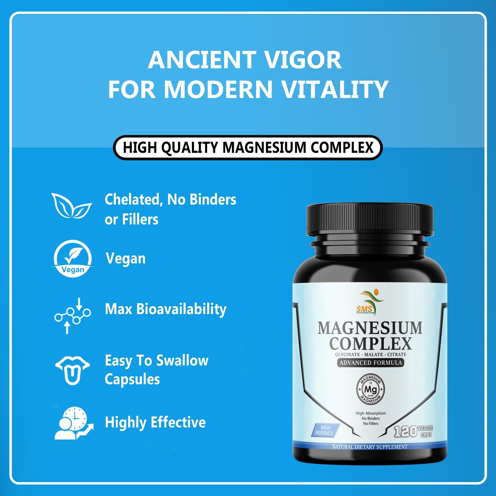 Magnesium Complex 470mg with Citrate, Malate, Glycinate – High Absorption
