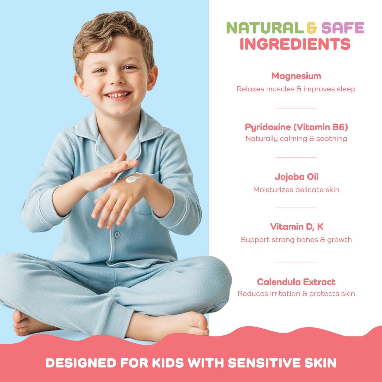 Magnesium Lotion for Kids & Babies Sleep – Unscented Bedtime Body Cream