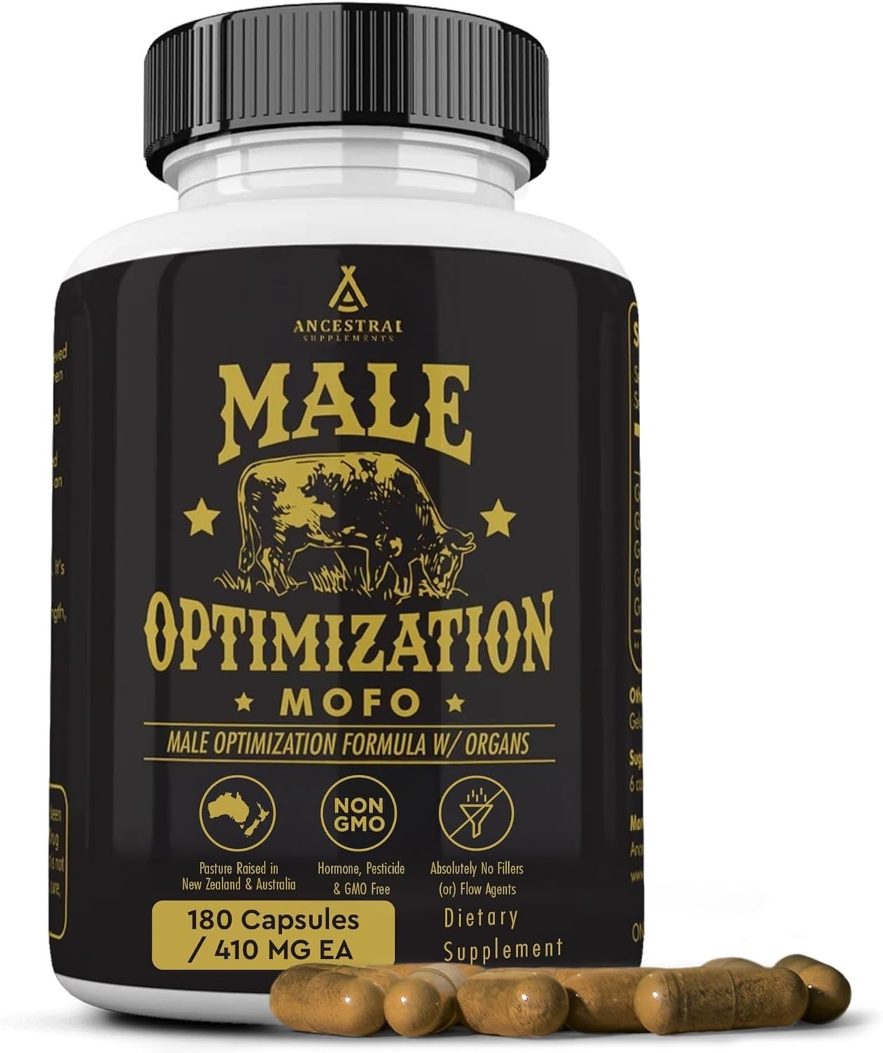 Ancestral Supplements MOFO Grass Fed Men’s Organ Formula Energy Vitality 180 Cap