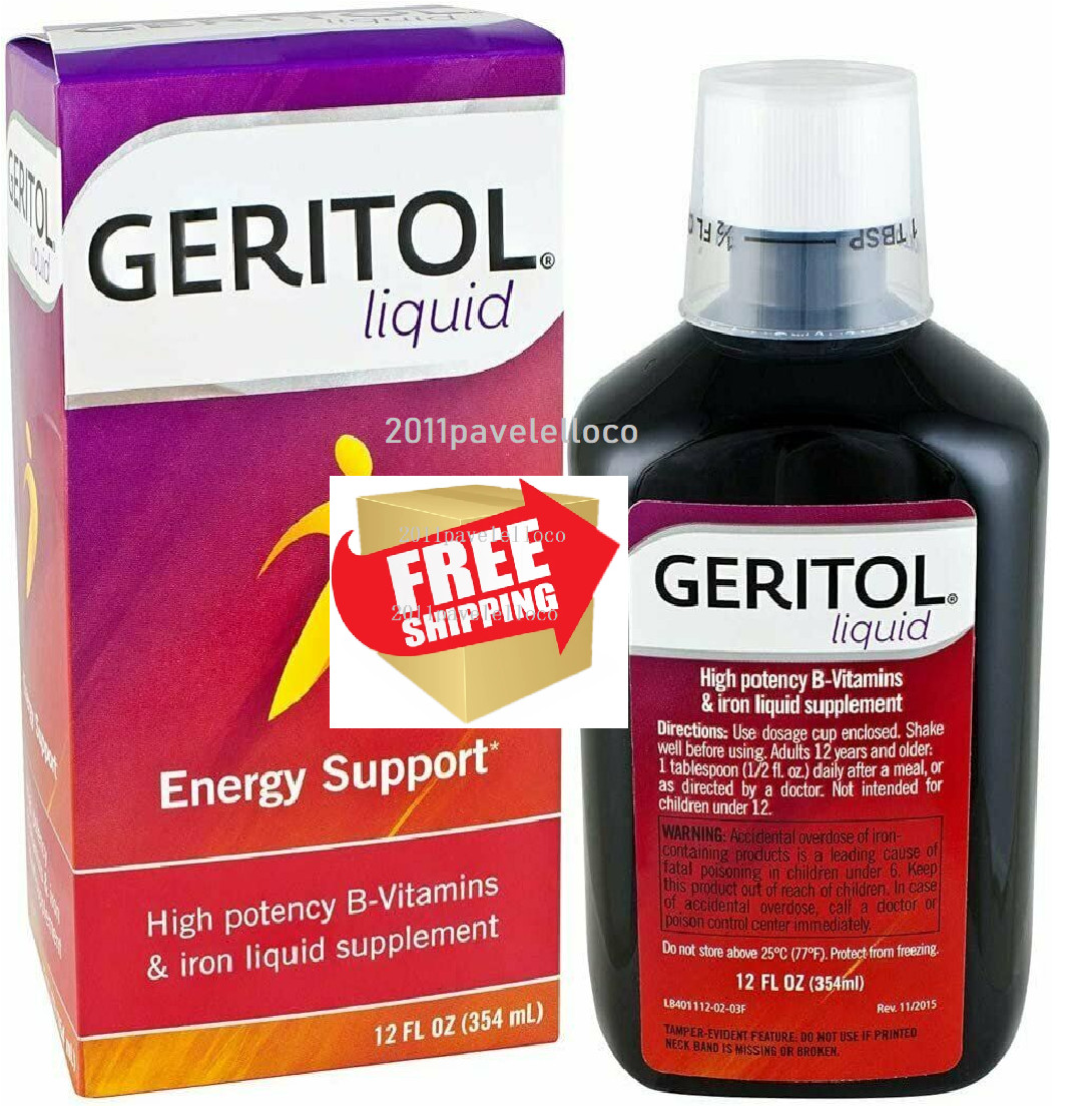 Geritol Liquid Energy Support High Potency B-Vitamins & Iron Supplement 12 Fl Oz