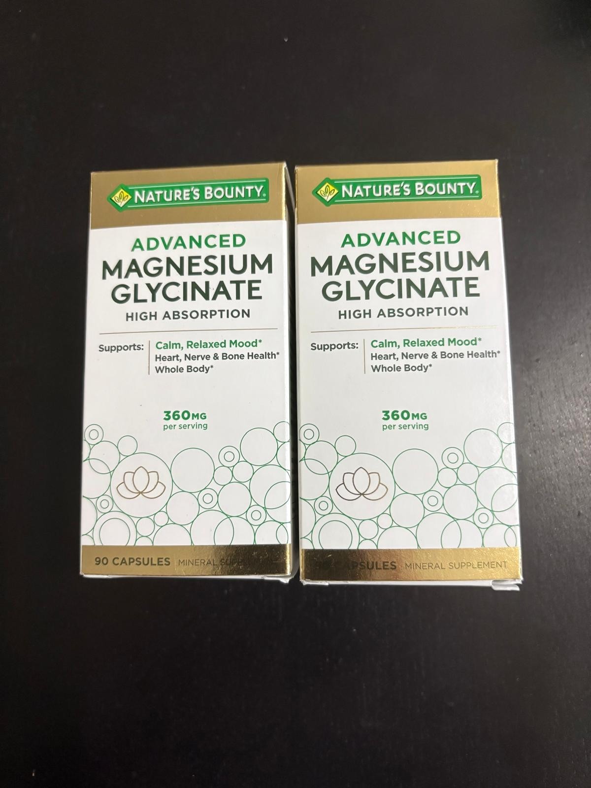 2 UNITS-ADVANCED MAGNESIUM GLICINATE-360 MG-90 CAPSULES EXP :06/2028