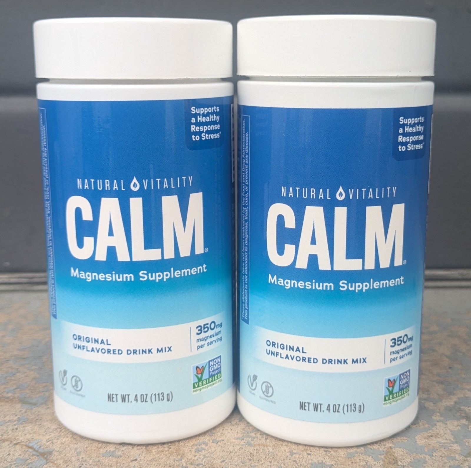 2 Natural Vitality Calm Magnesium Supplement Original Unflavored Drink Mix 2/27+