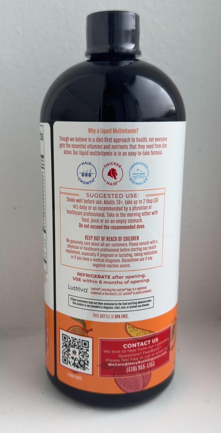 30 Fl Oz MaryRuth’s Multivitamin with Biotin for Fuller Hair & Skin Wellness