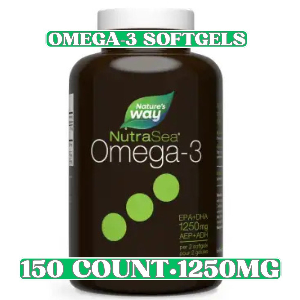 Nature’s Way NutraSea Omega-3 Softgels 150 Count 1250mg EPA+DHA Fish Oil