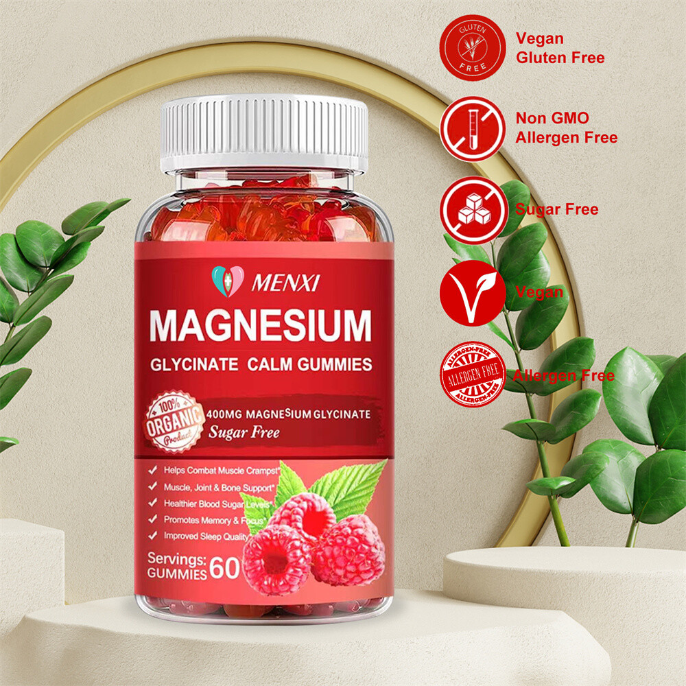 Magnesium Glycinate Gummies 400mg Improve Sleep Promotes Cognition & Focus 60pcs