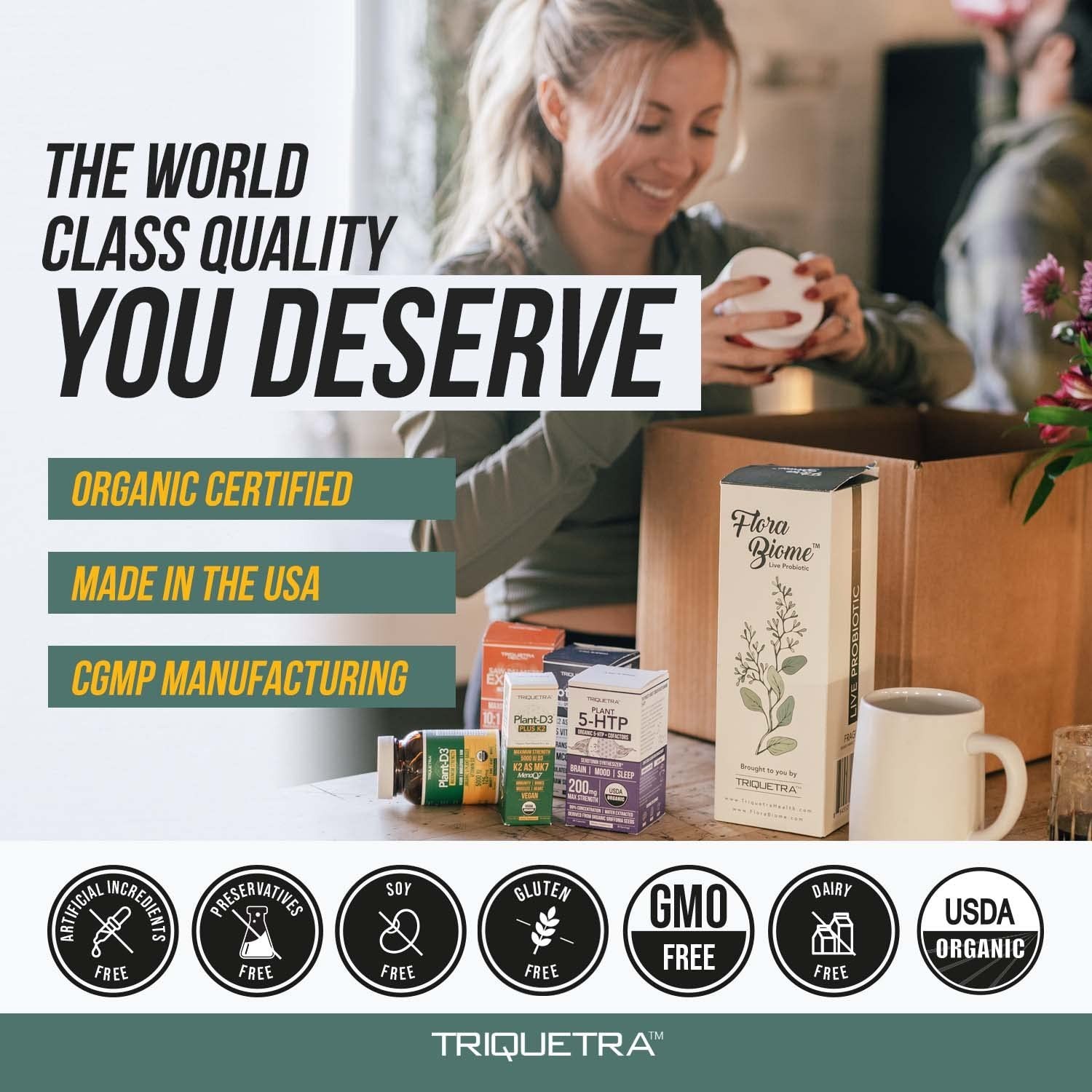 Organic D3 K2 Vitamins 5000 IU + 120 mcg MK7 | Vegan Whole Food Supplement – 60