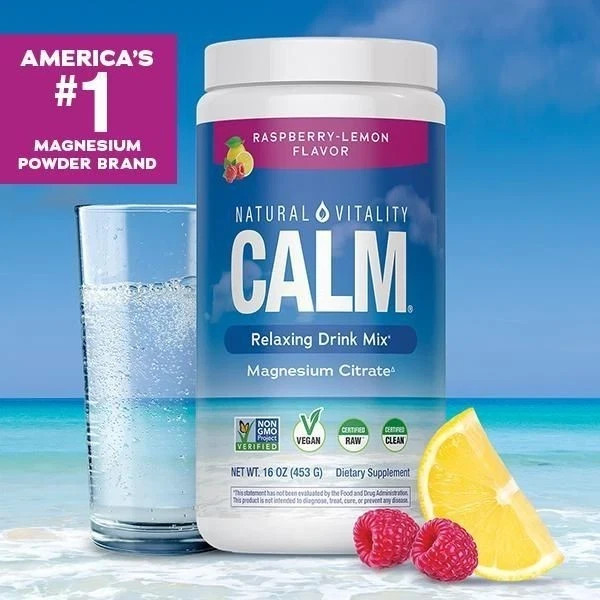 Natural Vitality Calm Magnesium 16oz Powder | Raspberry Lemon Flavored Suppleme