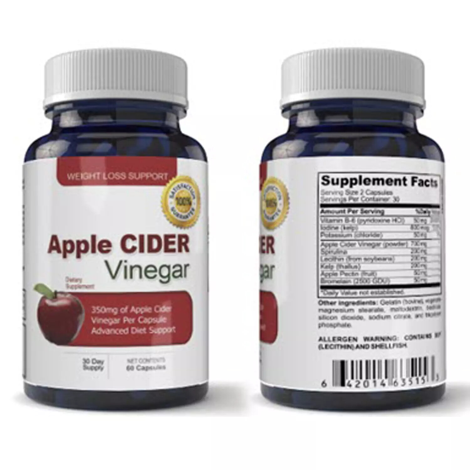 Cardiovascular Support Supplement Apple Cider Vinegar Weight Management 60 Caps
