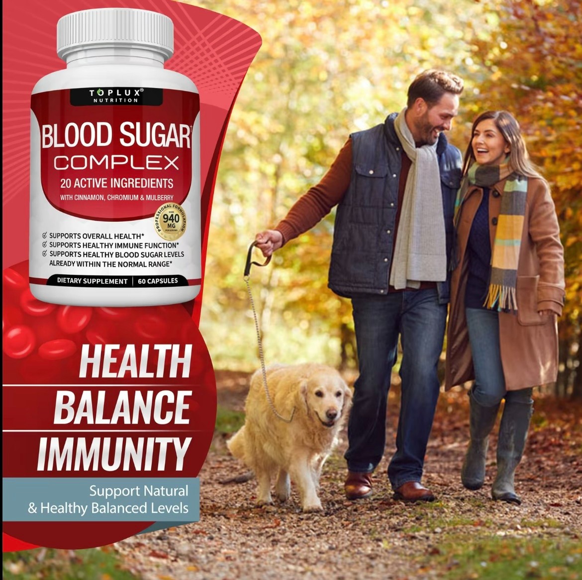 Toplux Blood Sugar Complex Capsules 20 Vitamins Minerals Vegan Non-GMOMetabolism