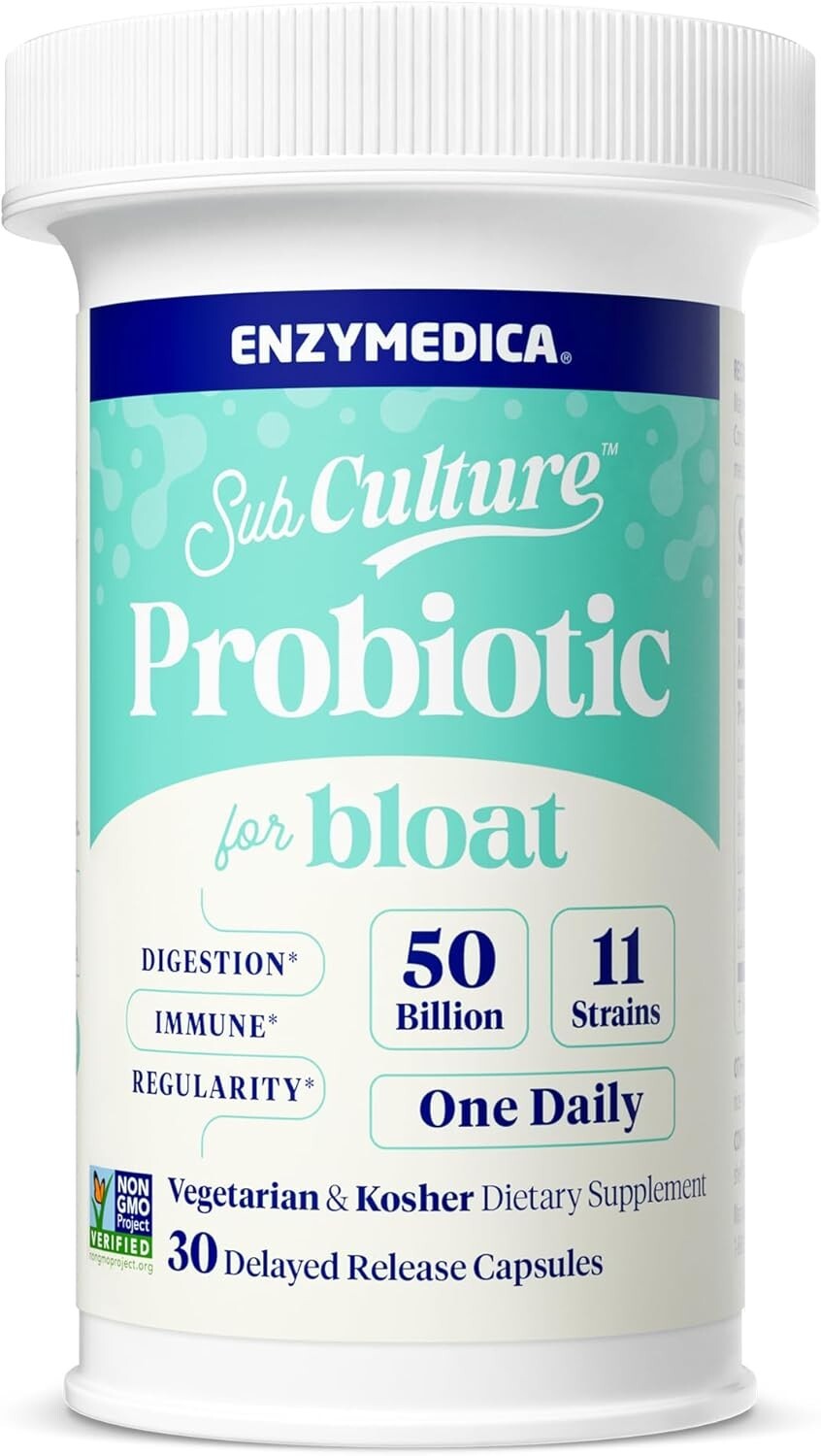 Enzymedica, SubCulture Probiotics for Gas & Bloating, 50 Billion CFU 30 Capsules