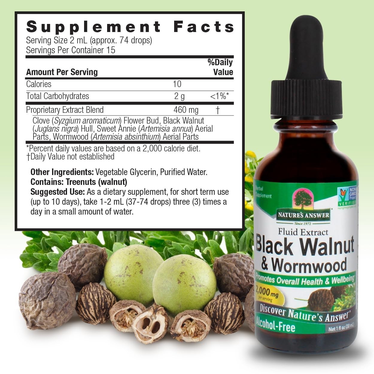 Nature’s Answer Black Walnut & Wormwood Complex – 2000mg Digestive Support
