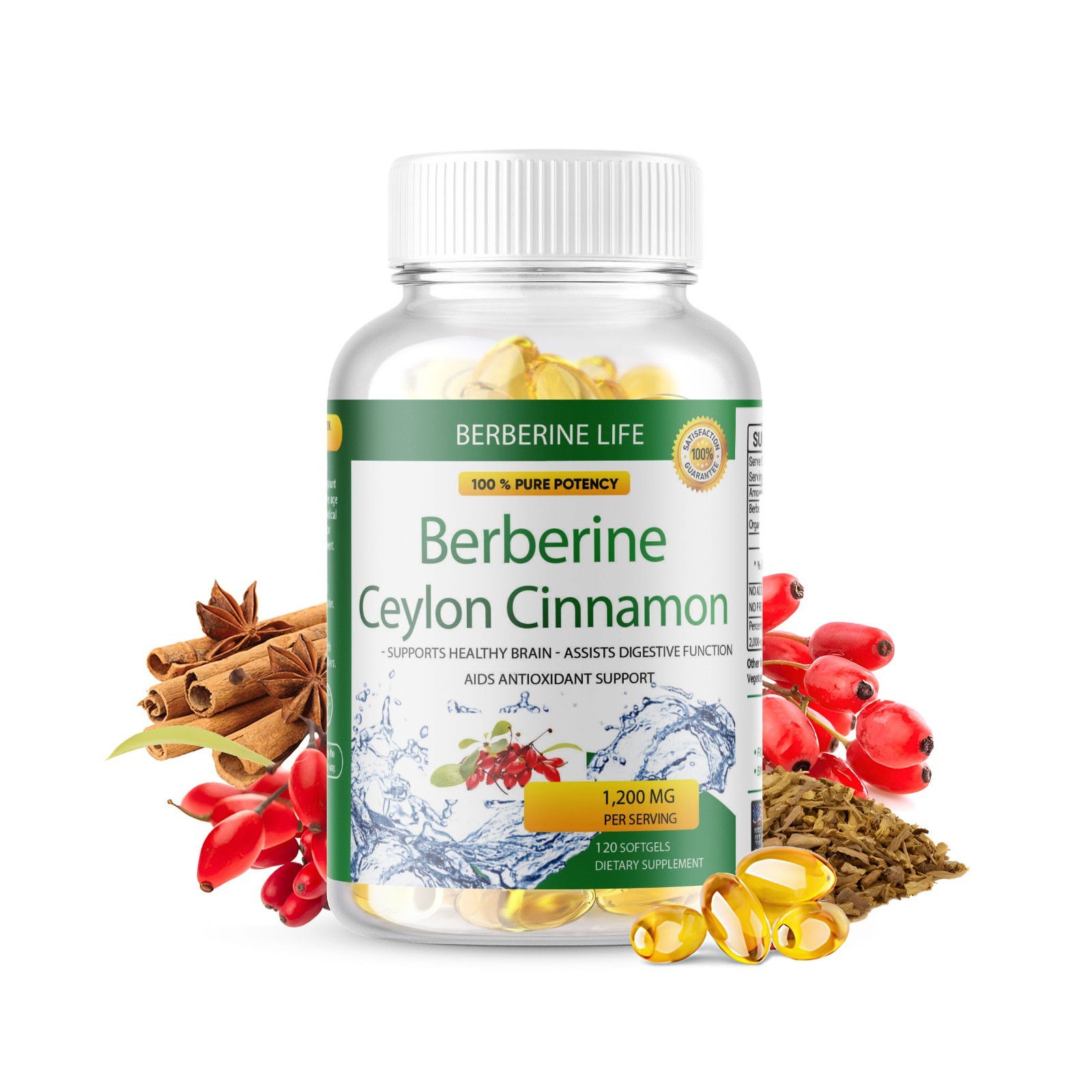 2 Packs Berberine 1200mg High Abosorption 240 Blood Sugar Immune 4 Months Supply
