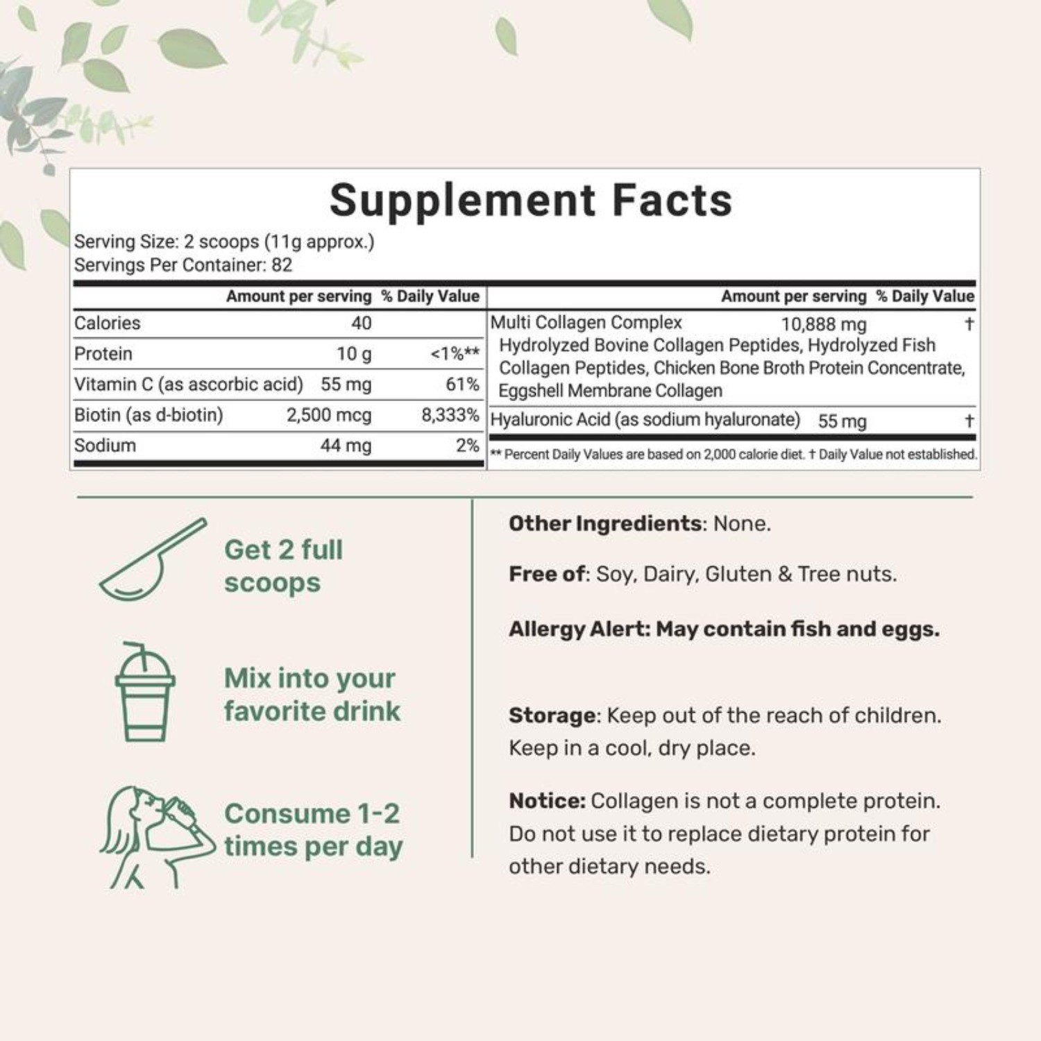 Ingredients Micro Hydrolyzed Multi Collagen (I,II,III,V,X) , Unflavored