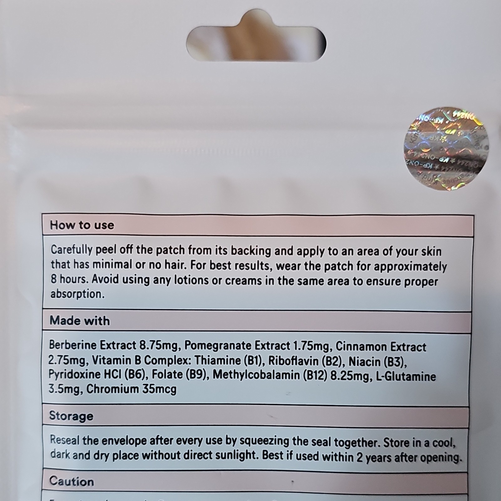 Kind Patches Berberine Blood Sugar Support Patch 8.75mg MPN KP-ON244