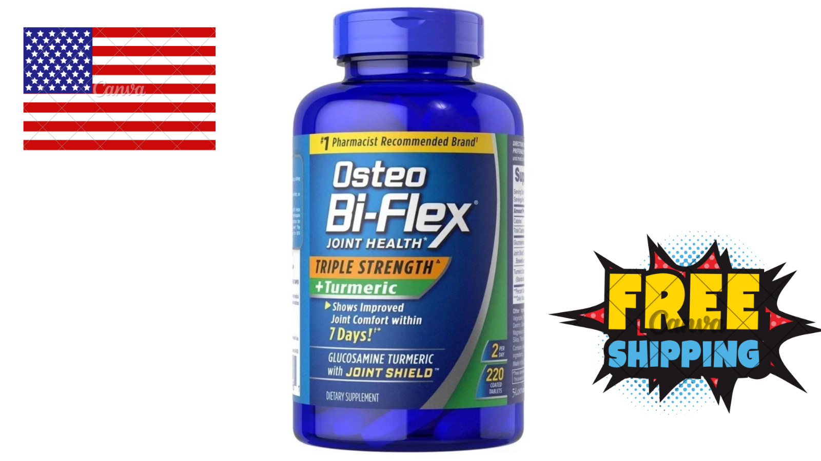 Osteo Bi-Flex Triple Strength with TURMERIC / 220 Tablets_Free Shipping