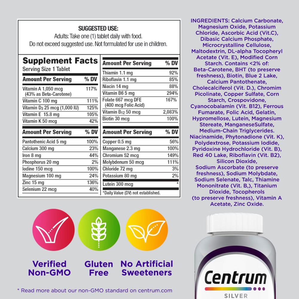 Centrum Silver Women 50+ Multivitamin / Multimineral Dietary Supplement Tablets