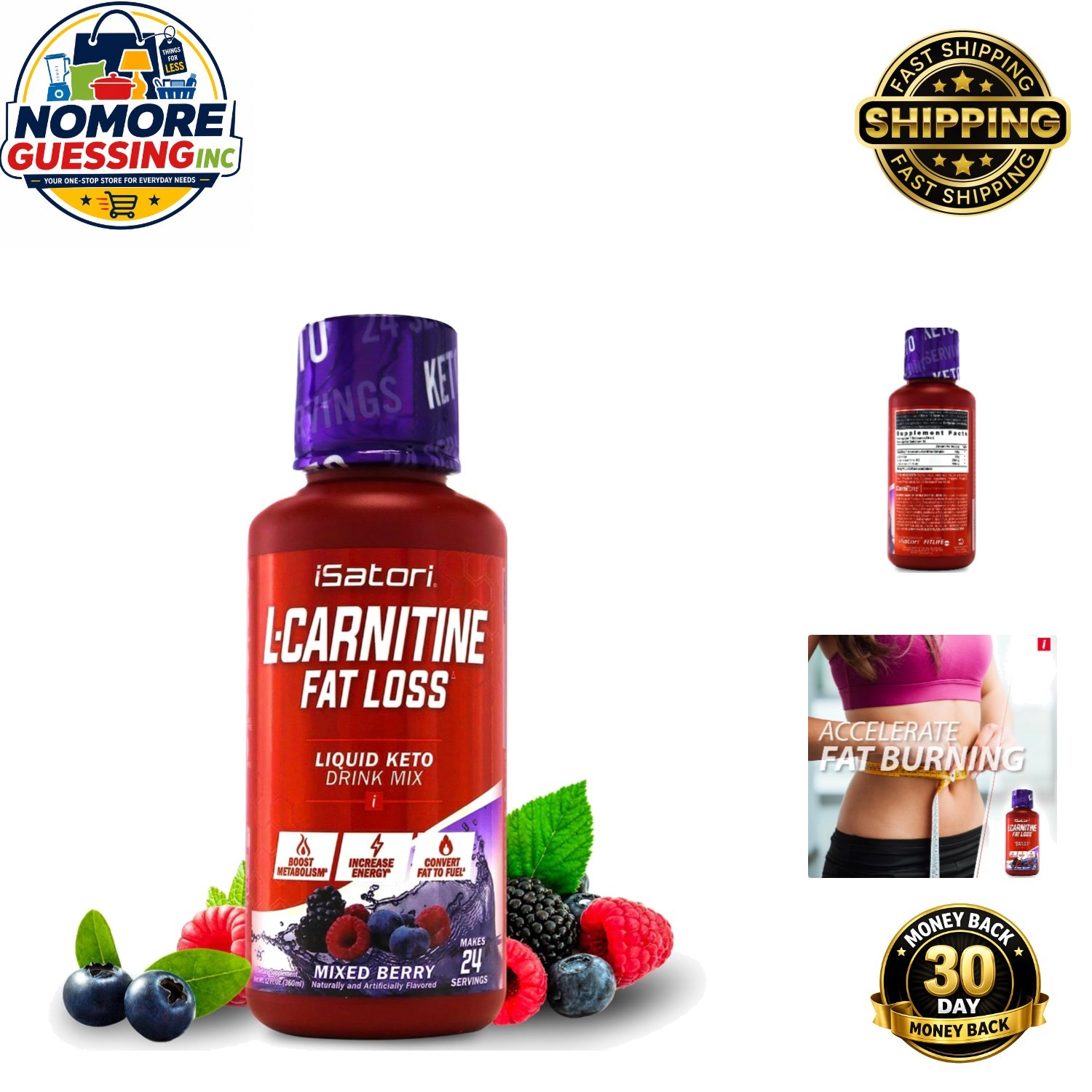 L-Carnitine 1500 Liquid Supplement – 1000mg Energy Boost & Fat Loss, 24 Servings