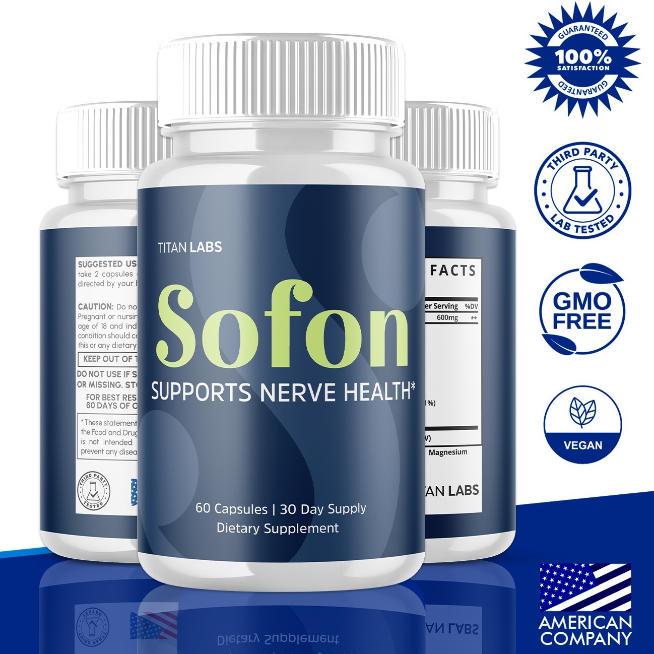 (1 Pack) Sofon Nootropic All Natural Super Nerve Support Supplement 60 Capsules
