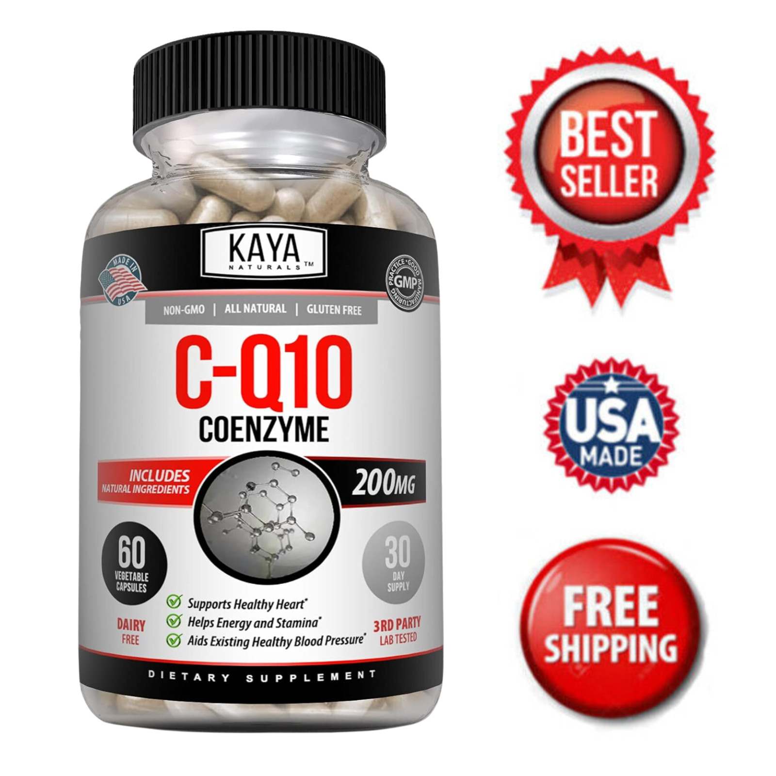 High Absorption CoQ10 200mg Heart Health Support 60 capsules Co-Q10 Antioxidant