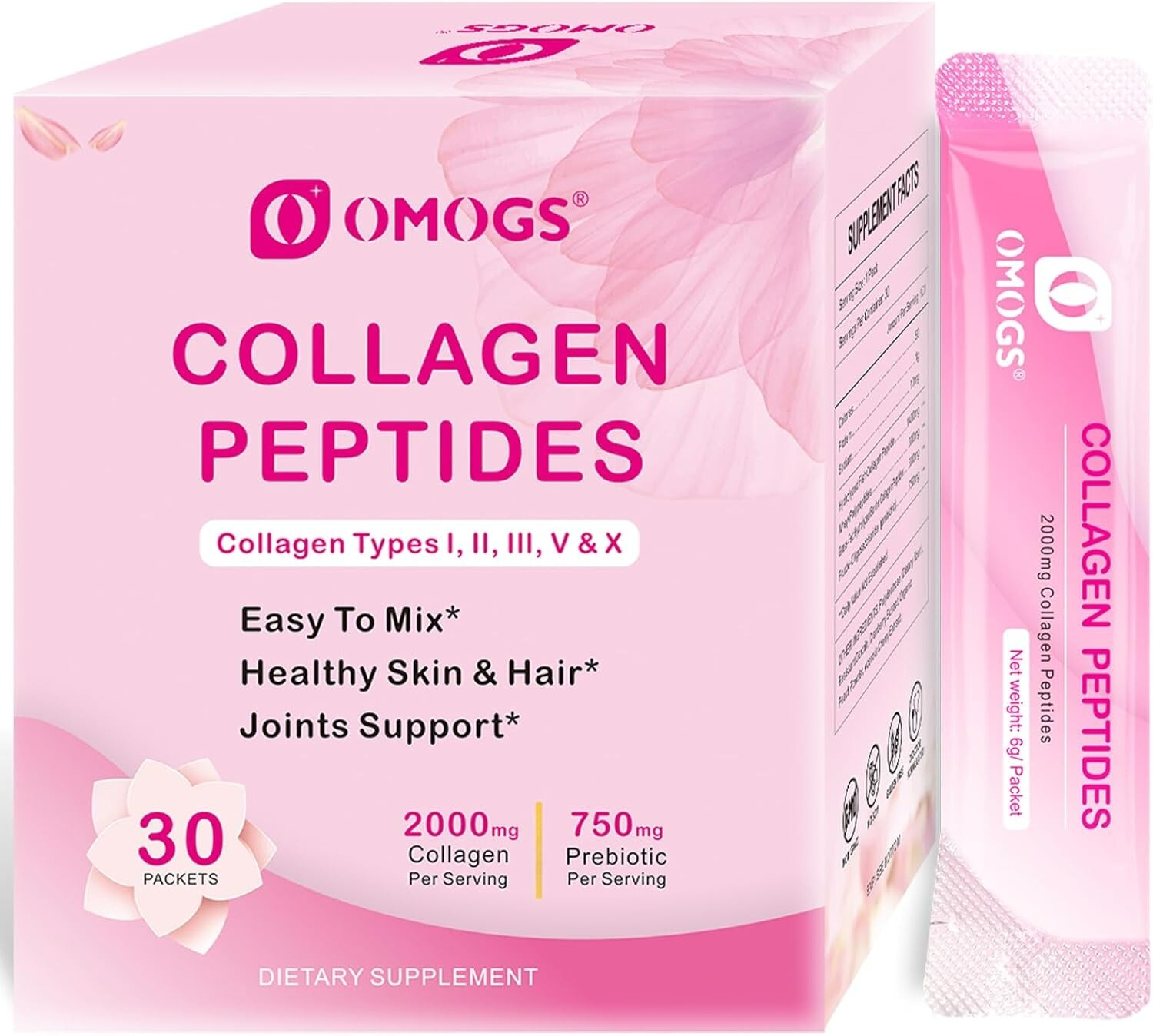 Grass Fed, Non-GMO, for Women & Men Collagen Peptides Powder 30 Packets – USA
