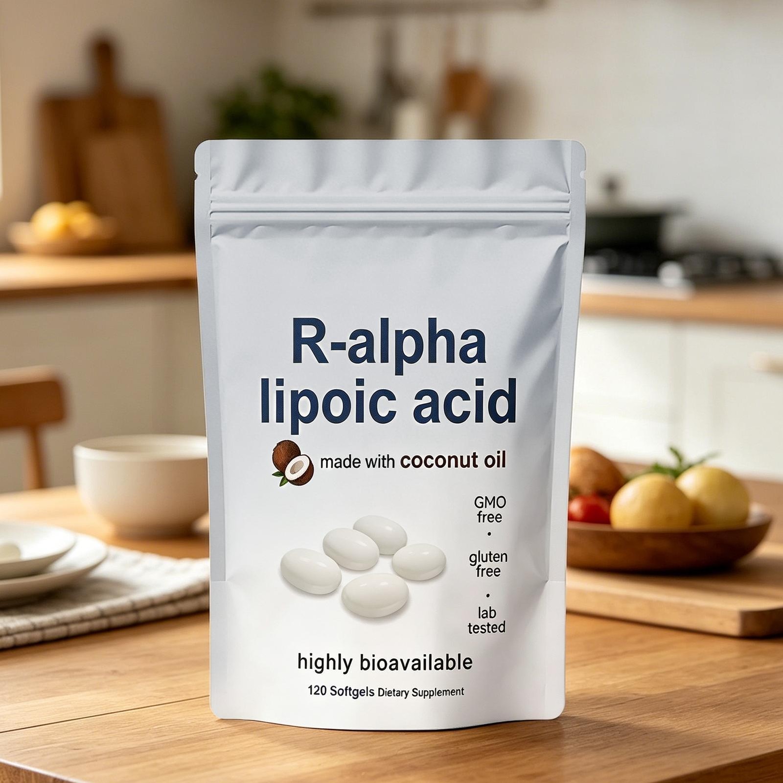 R-alpha Lipoic Acid 600mg , 120 Softgels, Antioxidant Support