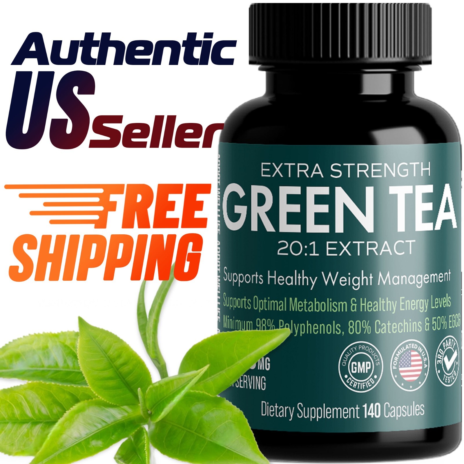 Green Tea Capsules 6000mg, EGCG Fat Burner Weight Loss, Energy & Detox 140 caps