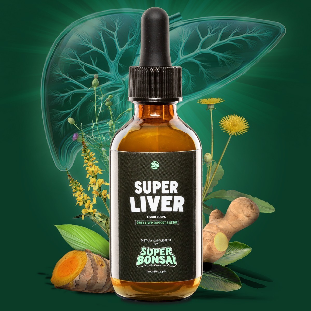 SuperBonsai Super Liver – Herbal Liquid Drops with Milk Thistle & Turmeric