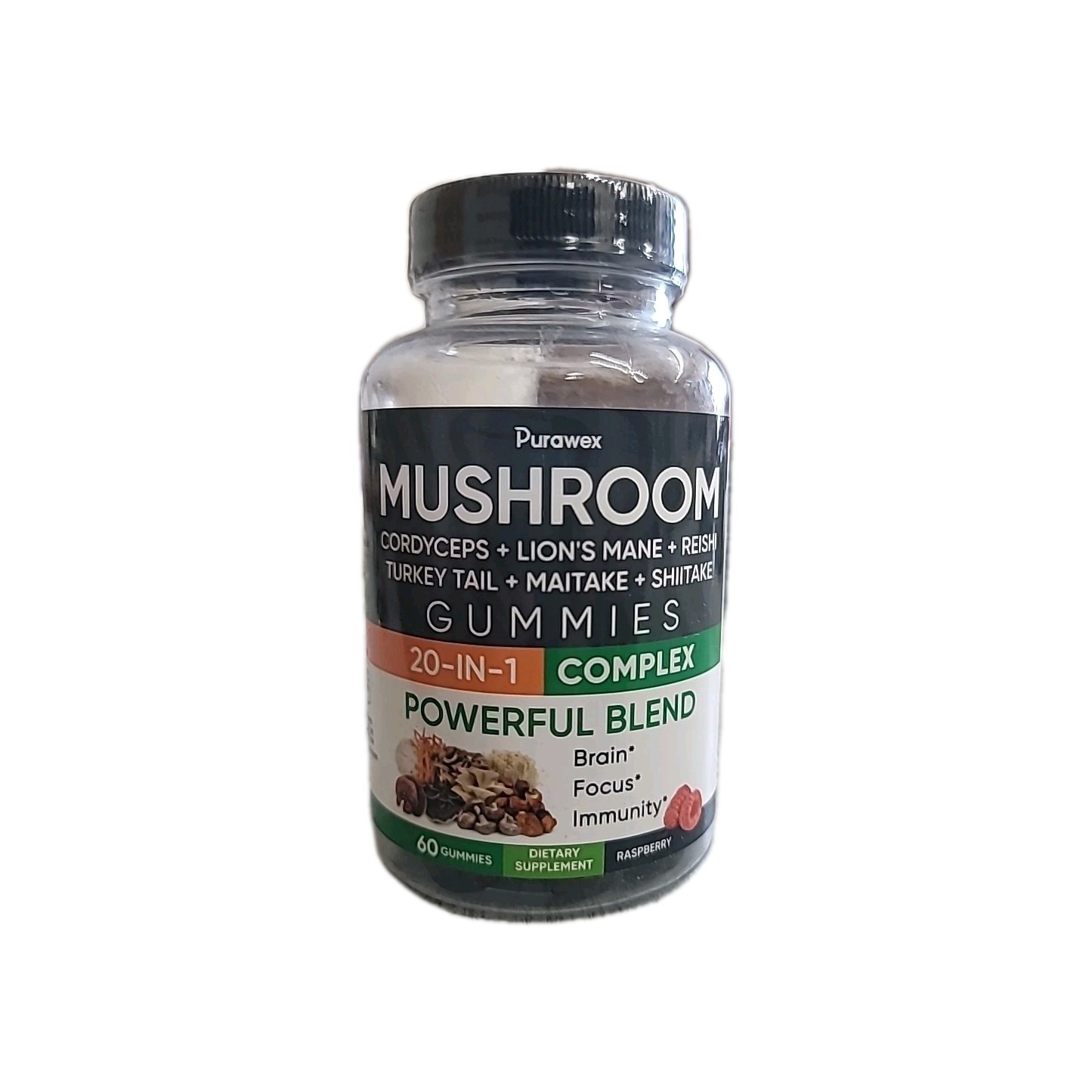 Purawex Mixed Fruit Mushroom Complex Gummies, 60 count, Exp. 3/27, Free Ship!