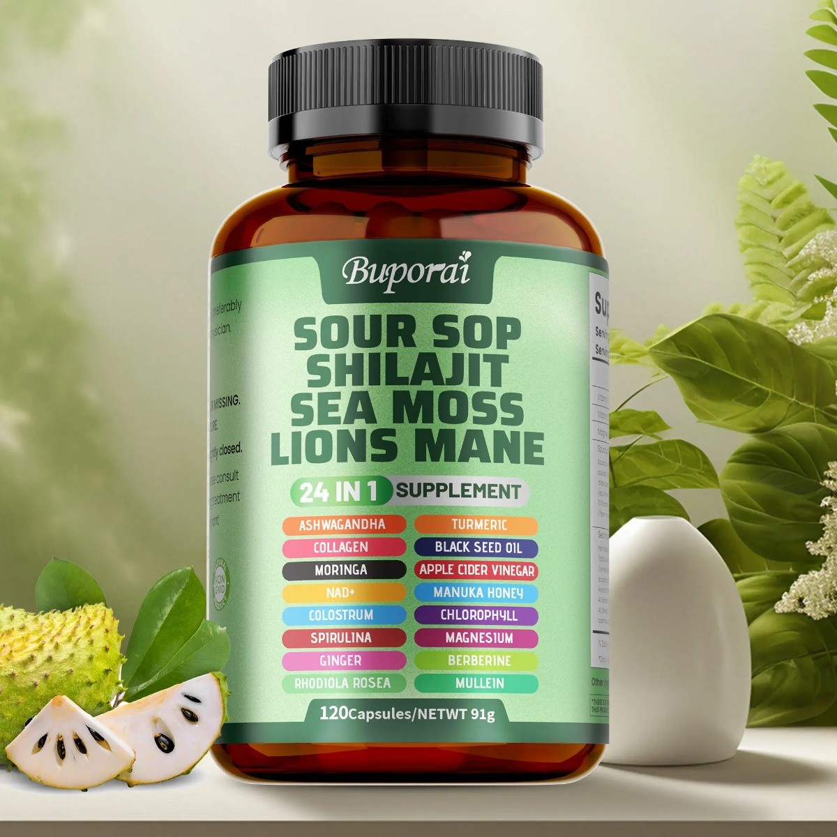 Soursop 24-in-1 Supplement ,Supports Skin, Joint & Bone Health, 120 Caps