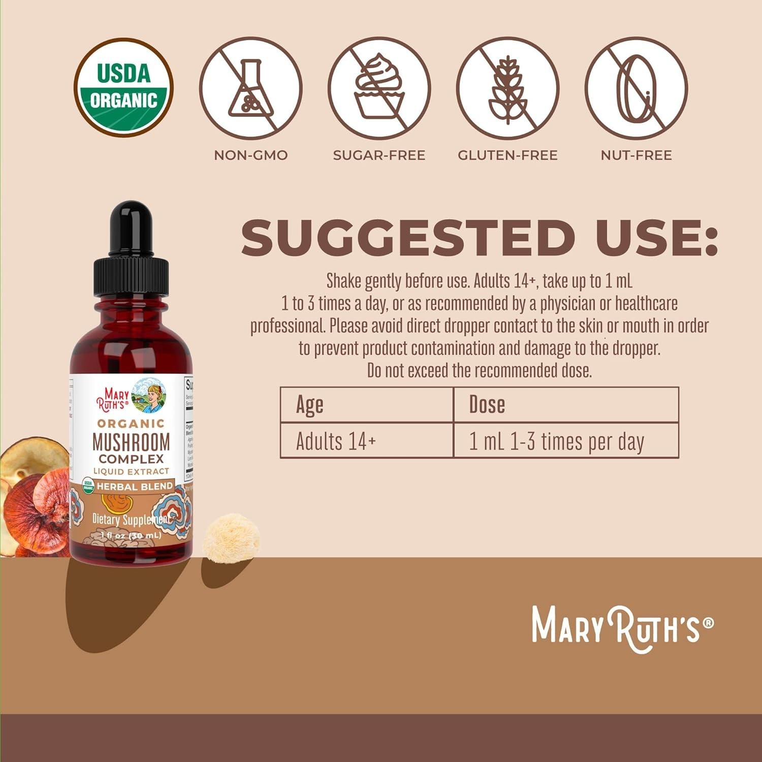 Organic Mushroom Complex Drops – Lion’s Mane, Turkey Tail, and Reishi Blend