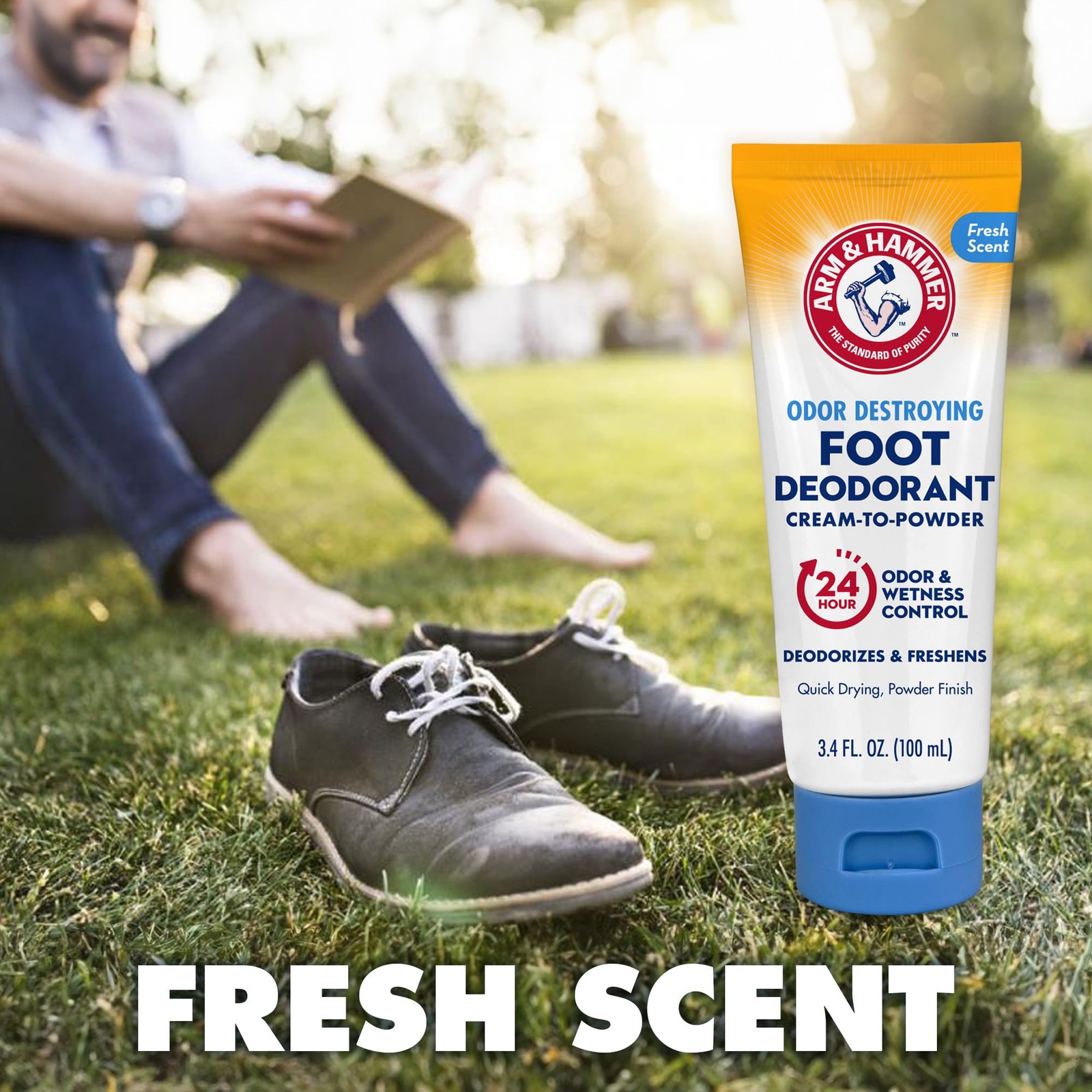 Arm & Hammer Cream to Powder Foot Deodorant, 24 Hour 3.4 Fl Oz (Pack of 1)