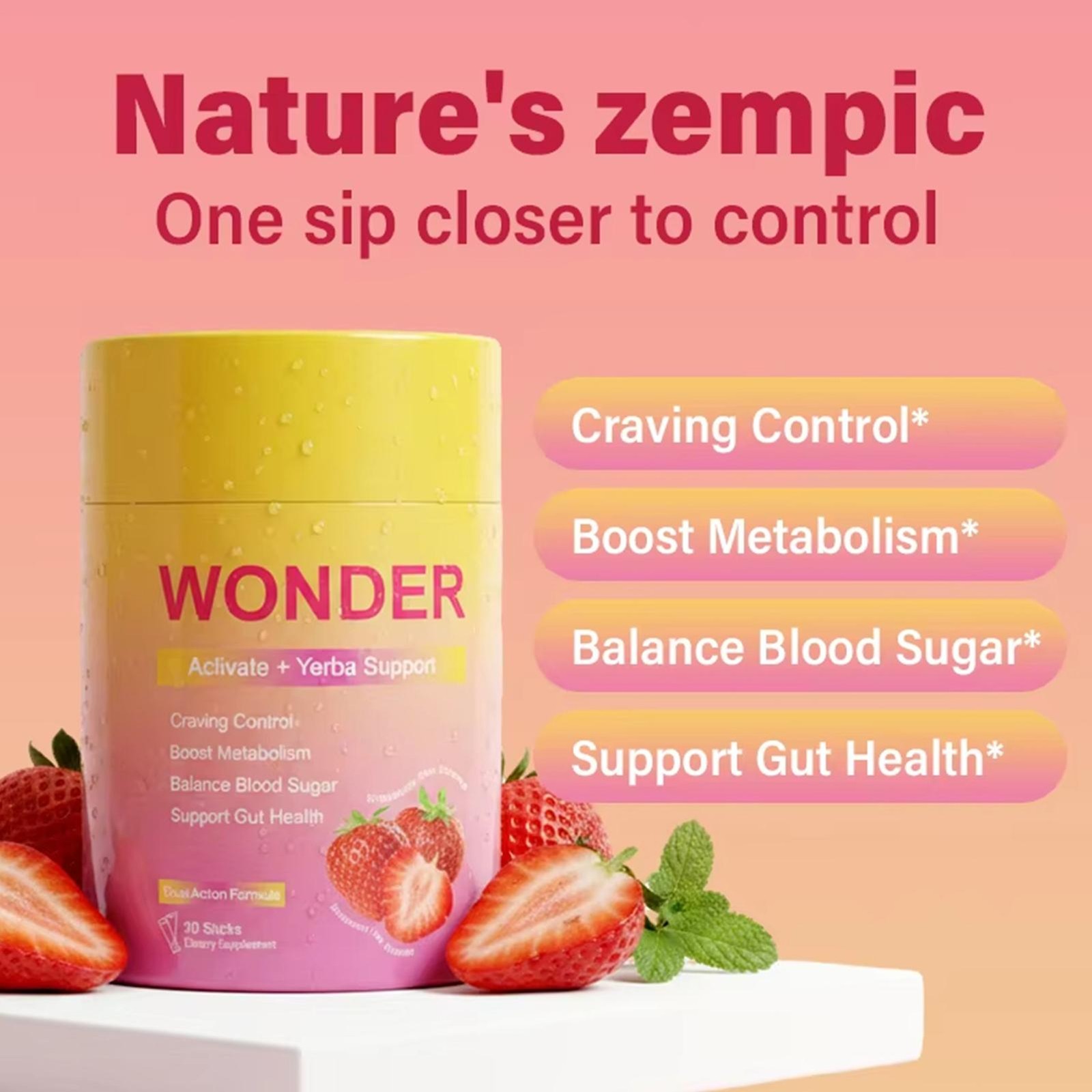 30 Servings Cutting Drink Mix – 5-HTP, Yerba Mate & Magnesium Mixed Berry Flavor