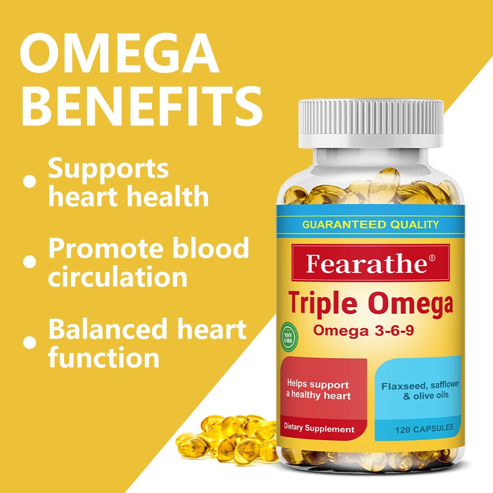 Triple Omega 3-6-9, 30/60/120 Capsules, Omega Supplement For Heart Health