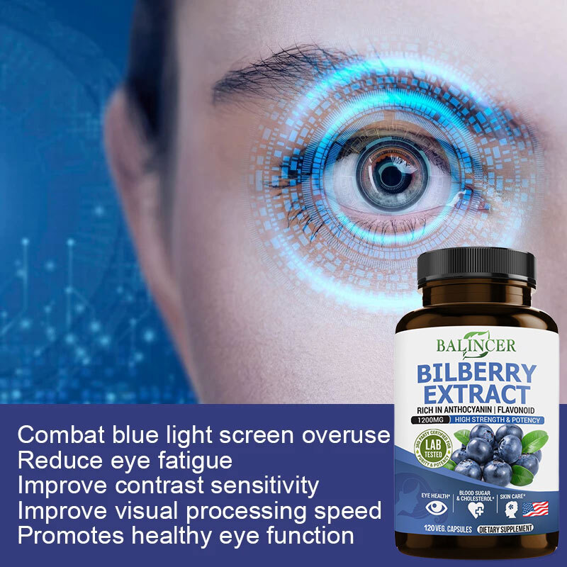 Bilberry Extract 1200mg 30 To 120 Capsules Eye Vision Health HEALTHY BLOOD SUGAR