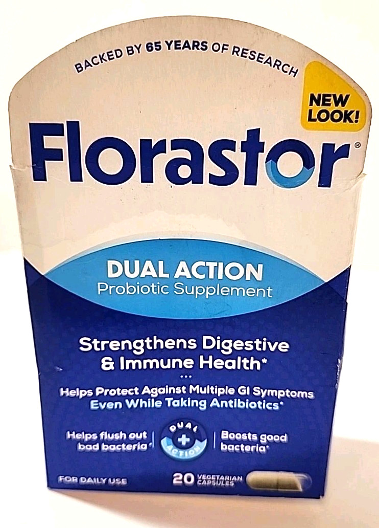 Florastor Dual Action Probiotic Suppements Veggie Caps 20 ct EXP 04/2027 SEALED