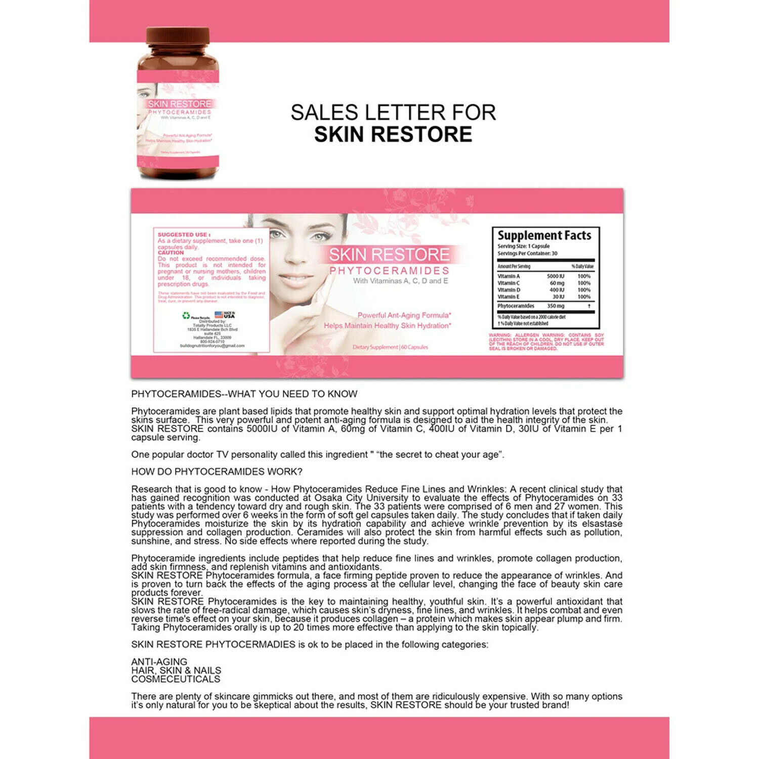 BCAA Amino Acid Muscle Growth Support Phytoceramides Skin Anti Aging Supplement