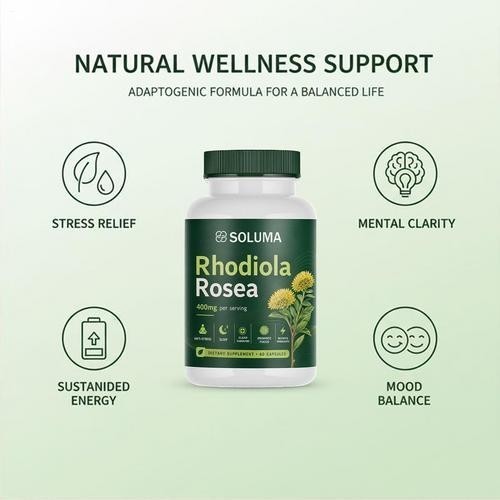Soluma Rhodiola Rosea, 400mg Per Serving With Bioperine, 60 Capsules 1-3 pack