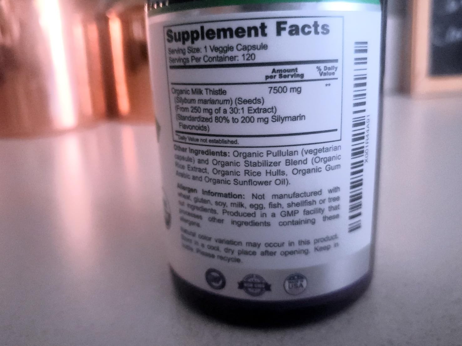 Zazzee Organic Milk Thistle: 30:1 Extract, 80% Silymarin, 120 Vegan Caps, USA Ma