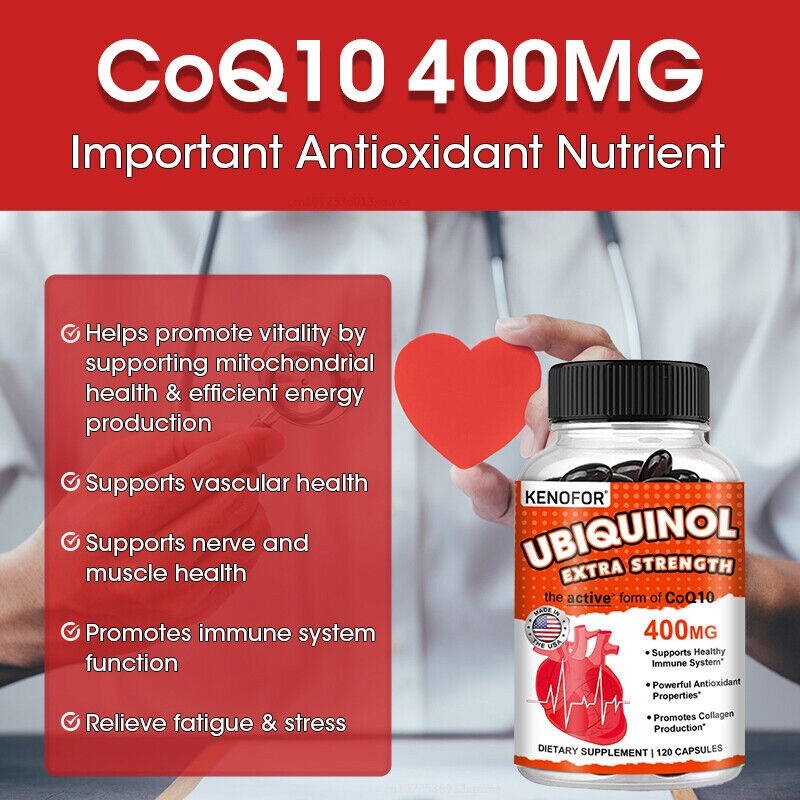 CoQ10 Ubiquinol Coenzyme Q10 – Supports Heart Health Non-GMO,400mg