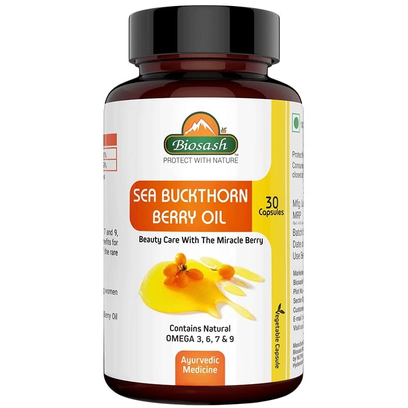 Biosash Sea Buckthorn Berry Oil 30 Caps Natural Herbal Omega 3 6 7 9 Supplement
