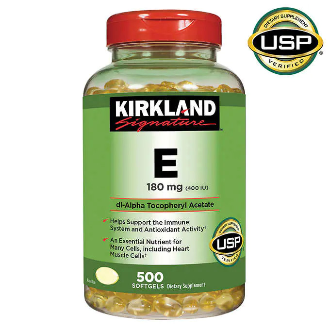 Kirkland Signature Vitamin E 180 mg., 500 Softgels – Free Shipping!