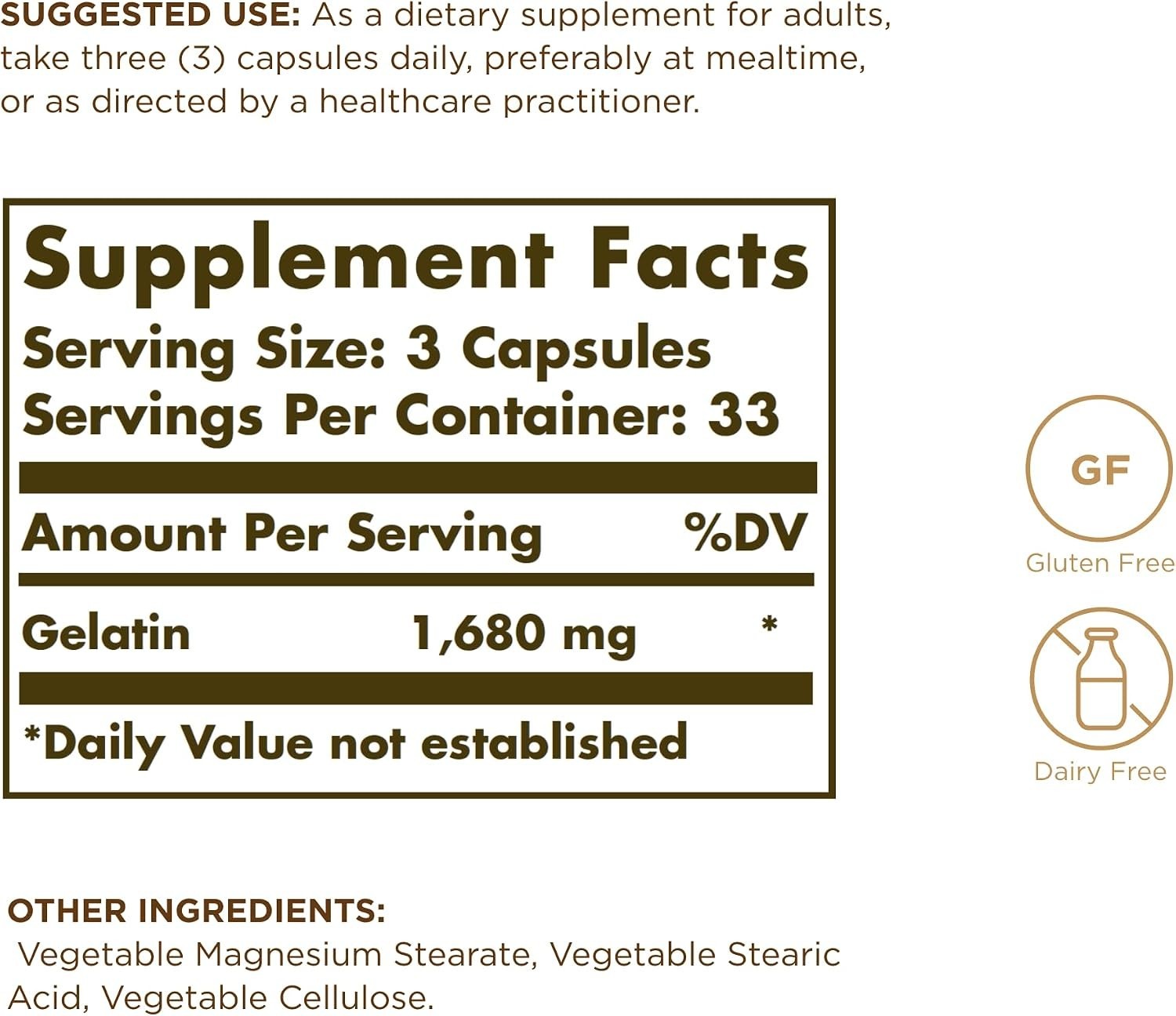 Gluten-Free Gelatin Capsules – 100 Count Calcium Supplement for Radiant Skin