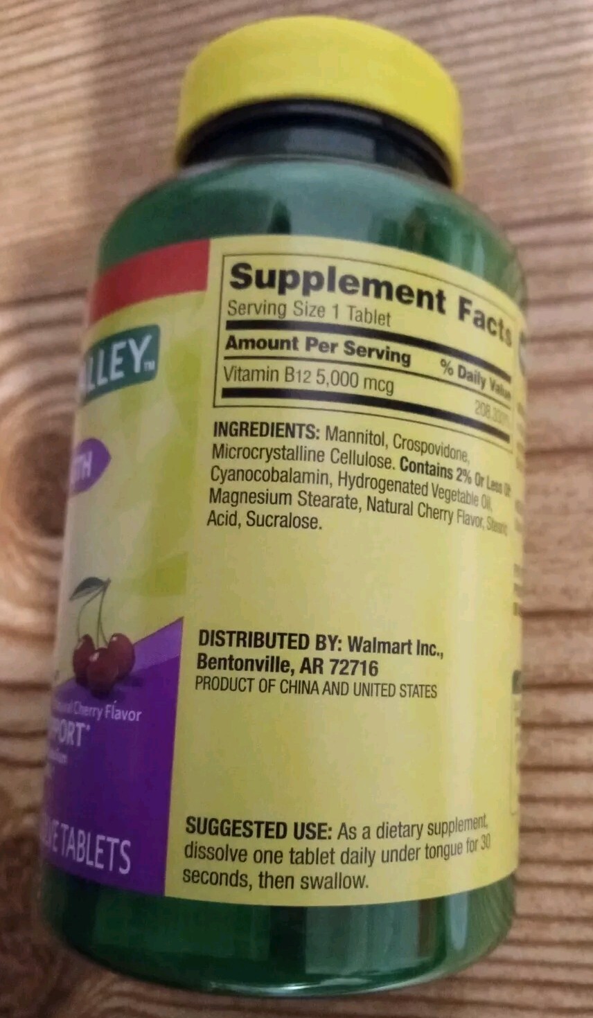 Spring Valley Extra Strength Vitamin B12 Fast Dissolve Tablets, Cherry, 300 Ct