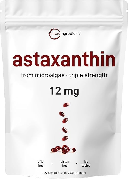 3 package Micro Ingredients Astaxanthin 12mg, 120 Softgels, Dietary Supplemen…